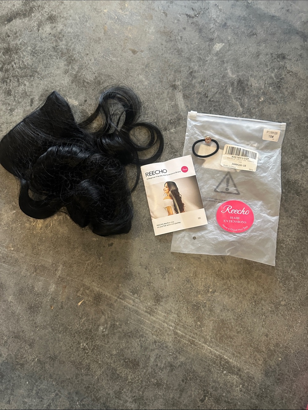 Reecho 16” clip in hair extension, natural black